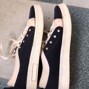 Navy Blue And White Shoes