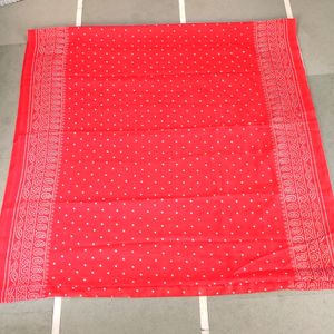 Red Bandhani Sari Bandhej Chiffon Saree