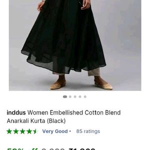 Inddus Anarkali Kurta With Red Dupatta