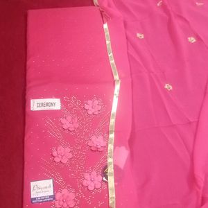 Magenta Colour Suit Material With Embroidery Work In Dupatta