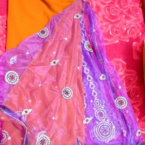 Multicolor Net Saree Readymade