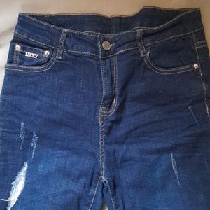 Ribbed Denim Capri