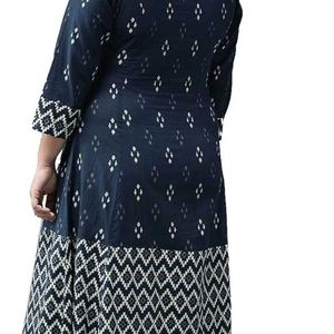 Women's Cotton Ikat Printed A-Line Kurta