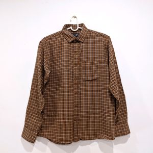 Brown Korean Checked Shirt
