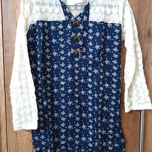 Rayon Overall Printed Laced Top