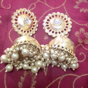 Set Of Big Golden Jhumkas & Danglers