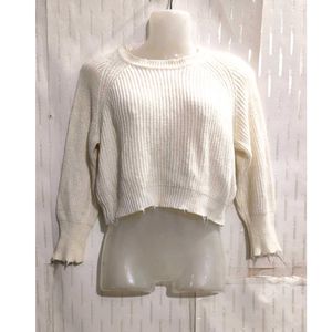 White Crop Sweater for Women's