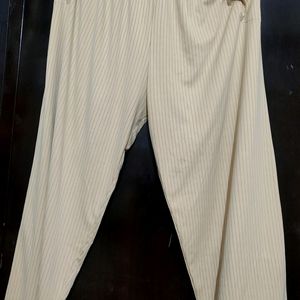 Cream Trouser Black Lining Print For 36 Waist