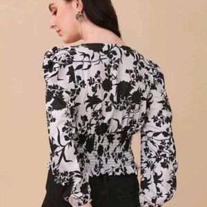 Regular Sleeves Printed Women Black Top