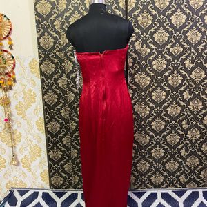 Elegant Flont Slit Red Gown