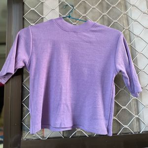 Lavender Rib Knit Crop Top