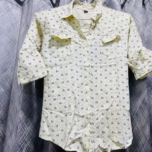 Yellow Printed Shirt For Women