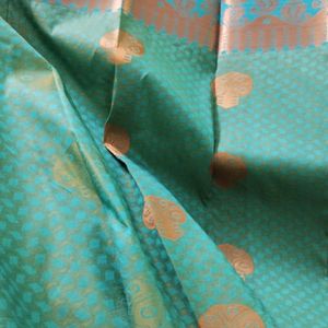 New Saree Green And Blue Color With Blouse Piece