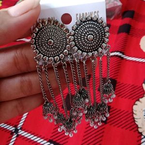 20/- Off .Oxidised Long Earrings And Tika