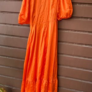 Maxi Dress Or Shrug Orange Color