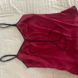 Y2K Satin Red Top