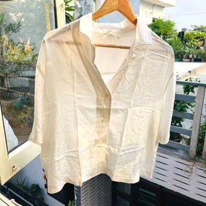 H&M Cream satin oversized shirt