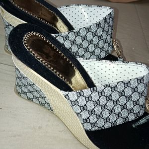 Wedges Heels Black And White