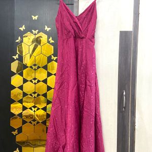 A Line Magenta Gown With Slit (Size L)