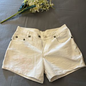 White Denim Shorts For Women