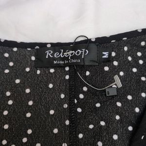 Relipop Polka Dot Black Wrap Up Dress