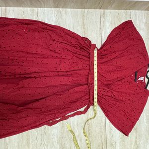 Red Schiffli Dress