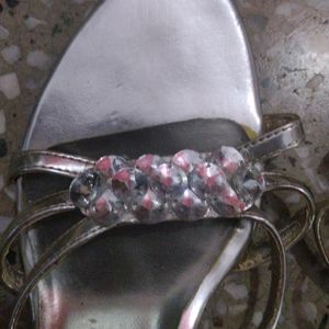 Silver Party Wear Sandles For Ladies