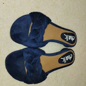 *FLASH SALE* Navy blue Velvet Sliders