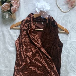 Brown Velvet Top