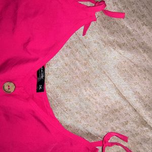 Rose Pink Knot Oversized Crop Top