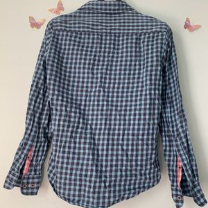 United Colours Blue&Gray Checked Shirt(Men)