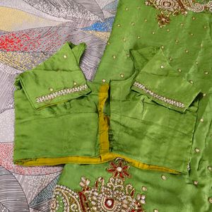 Green Sari With Blouse