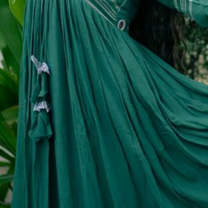 Paroot Green Ethnic Vibes Festive Midi Dress