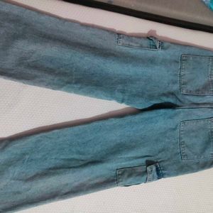 Straight Cargo Jeans For Women In Blue