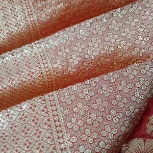 Red Organza Silk Saree With Blouse Piece