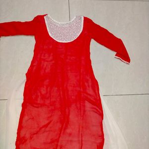 Beautiful Red Kurta With Mirror Work