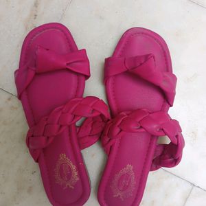 Shoetopia Pink Flats Braided Size -38