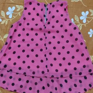 Women Rose Pink Polka Dots Sleeveless Top