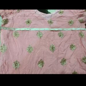 Kurti Plazo N Dupatta Set (Pink Beigh Color