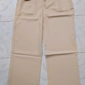 H&M Beige Straight Leg Formal Pants