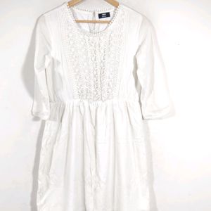 Max Off White Lace Neck Western Dress (Womens)