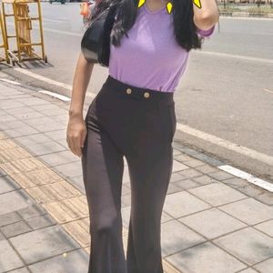 Black Trouser And Lavender Top Combo