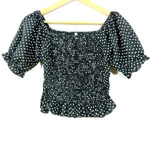 Black Printed Crop Top (Women)