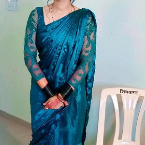 Ready-made Fancy Party Wear Saree With Stich Blous