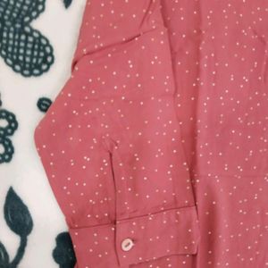 Peach Colour Polka Dot Dress