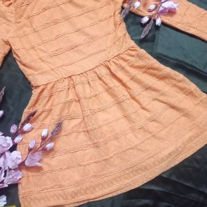 Vintage Dark Peach Lace Dress with collar