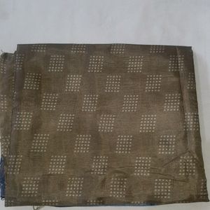 Khaki Printed Tissue Silk Saree