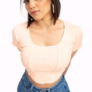 Peach Corset Curve Hem Crop Top