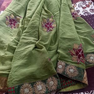 Green Georgette Saree