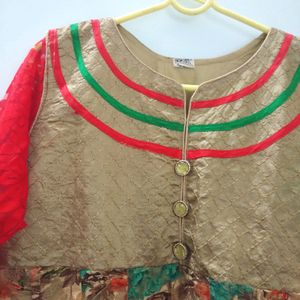 Multicolour Anarkali Pattern Kurti/Ethnic Gown